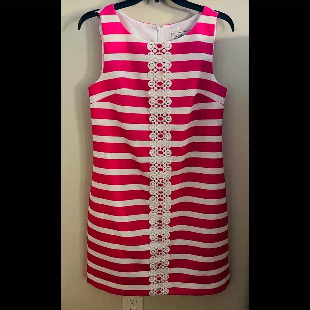 Pink and White Striped Lilly inspired Shift Dress